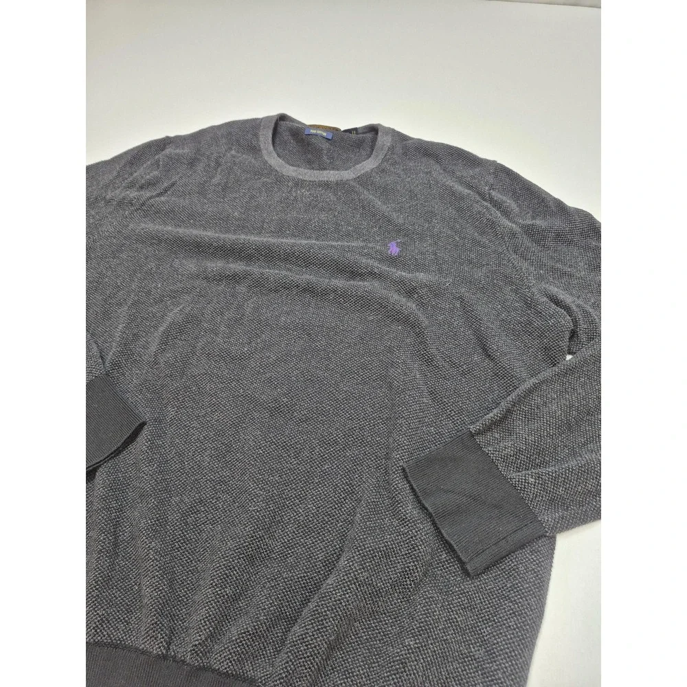 Polo Ralph Lauren Sweater Mens Large Gray Pima Cotton Crewneck Knit Pullover